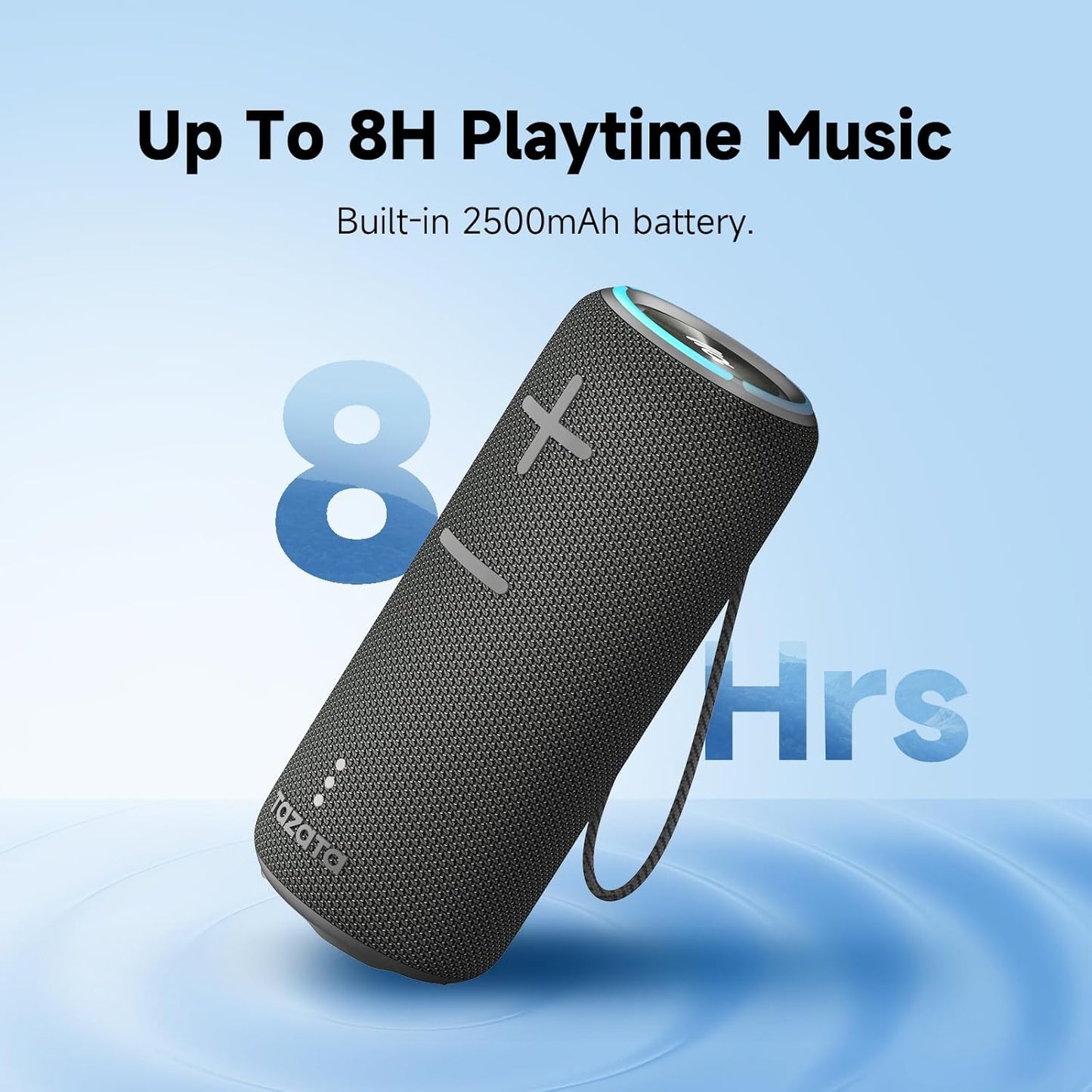 Portable Bluetooth Speaker, 30W Surround Sound, IPX7 Waterproof, Black Mesh Design, 360-Degree Audio, TWS Compatible, 8-Hour Battery, for Beach, Party, Camping