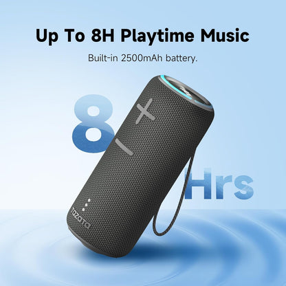 Portable Bluetooth Speaker, 30W Surround Sound, IPX7 Waterproof, Black Mesh Design, 360-Degree Audio, TWS Compatible, 8-Hour Battery, for Beach, Party, Camping