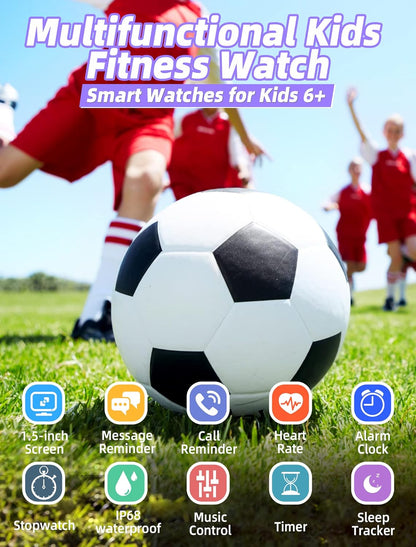 Kids Smart Watch for Boys Girls,Ip68 Waterproof Kids Fitness Activity Tracker Watch,Heart Rate Sleep Monitor,8 Sport Modes,Pedometers,Calories Counter,Alarm Clock,Kid Gifts for Teens 5+ (Pruple)