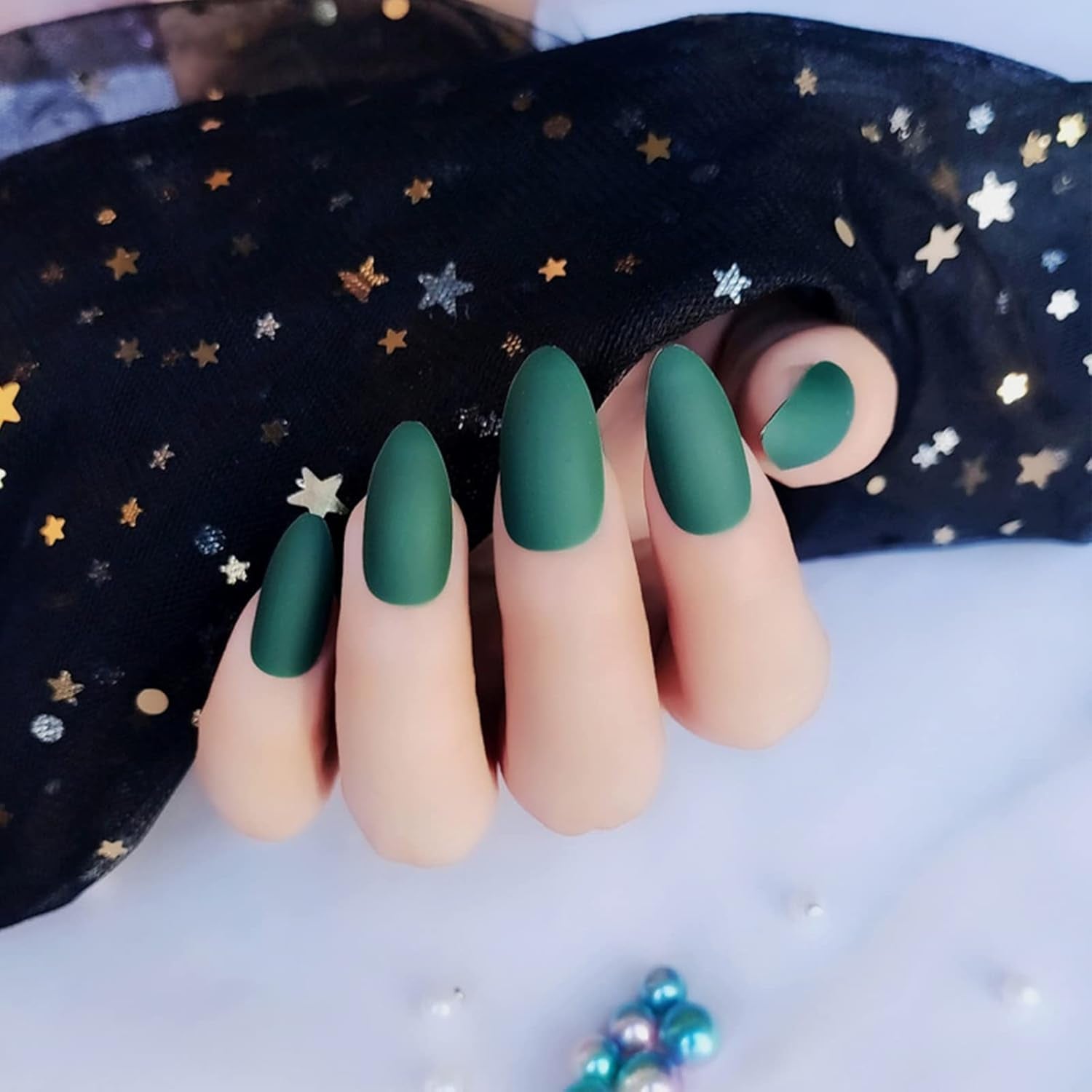 288 Pieces Matte Stiletto Almond Press on Nails Medium Length, Acrylic Solid Colors Short Coffin False Nails Full Cover Press on Fake Nails, Artificial Nail Tips Kit Women Colorful Coffin Nails for DIY Nail Art (Medium Matte Stiletto)