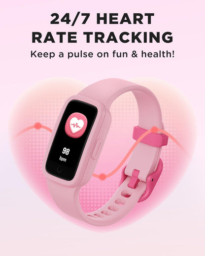 Vigor 3 Kids Fitness Tracker Watch - Pink AMOLED Smart Watch for Girls 5-15, Waterproof, Heart Rate & Sleep Monitor, Step Counter, No App or Phone Needed