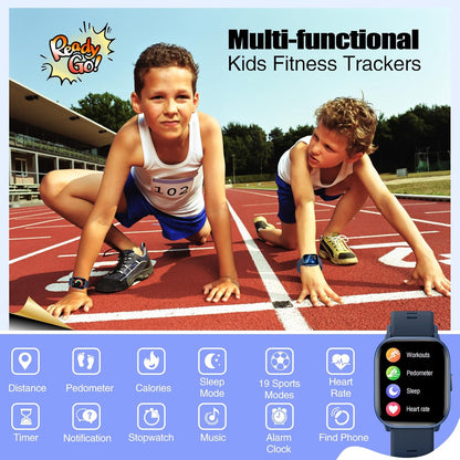 Kids Watch for Girls Boys with IP68 Waterproof, Girls Watch with 19 Sports Modes, Sleep Tracking, Pedometer, Stopwatch, Kids Activity Tracker Birthday Gifts for Boys Age 6-15 Years Old