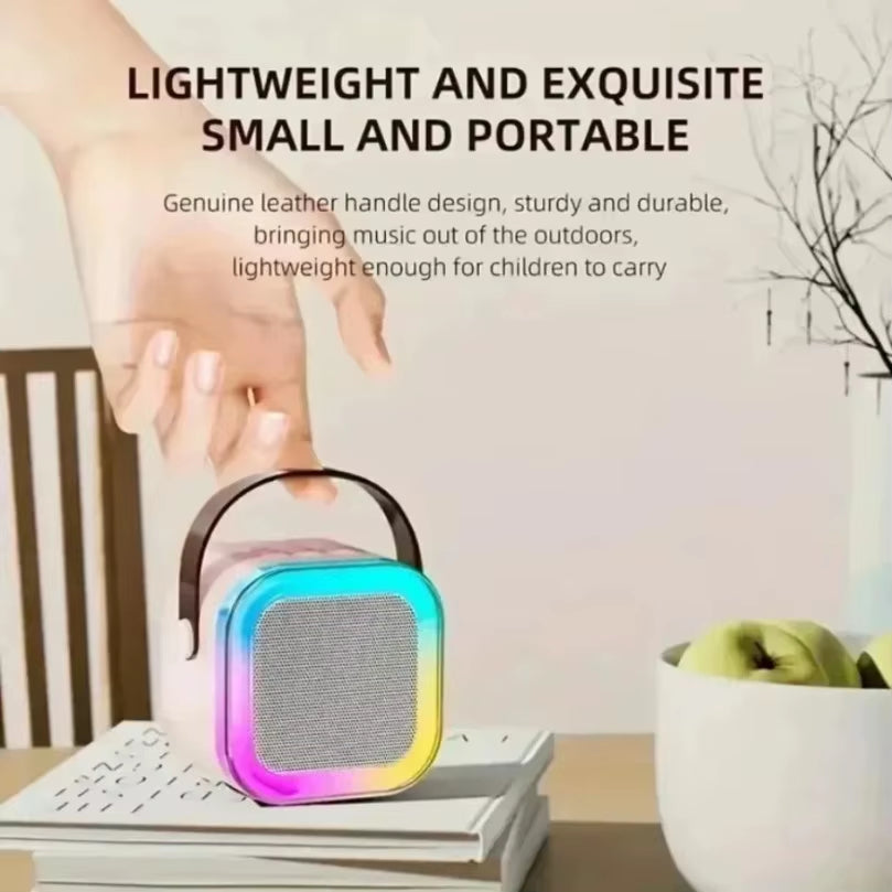 Portable Bluetooth 5.3 Speaker Karaoke Machine PA System with 2 Wireless Microphones Home Family Singing Children'S Gifts