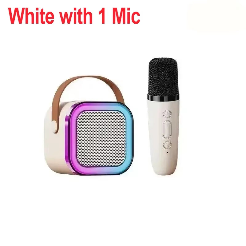 Portable Bluetooth 5.3 Speaker Karaoke Machine PA System with 2 Wireless Microphones Home Family Singing Children'S Gifts