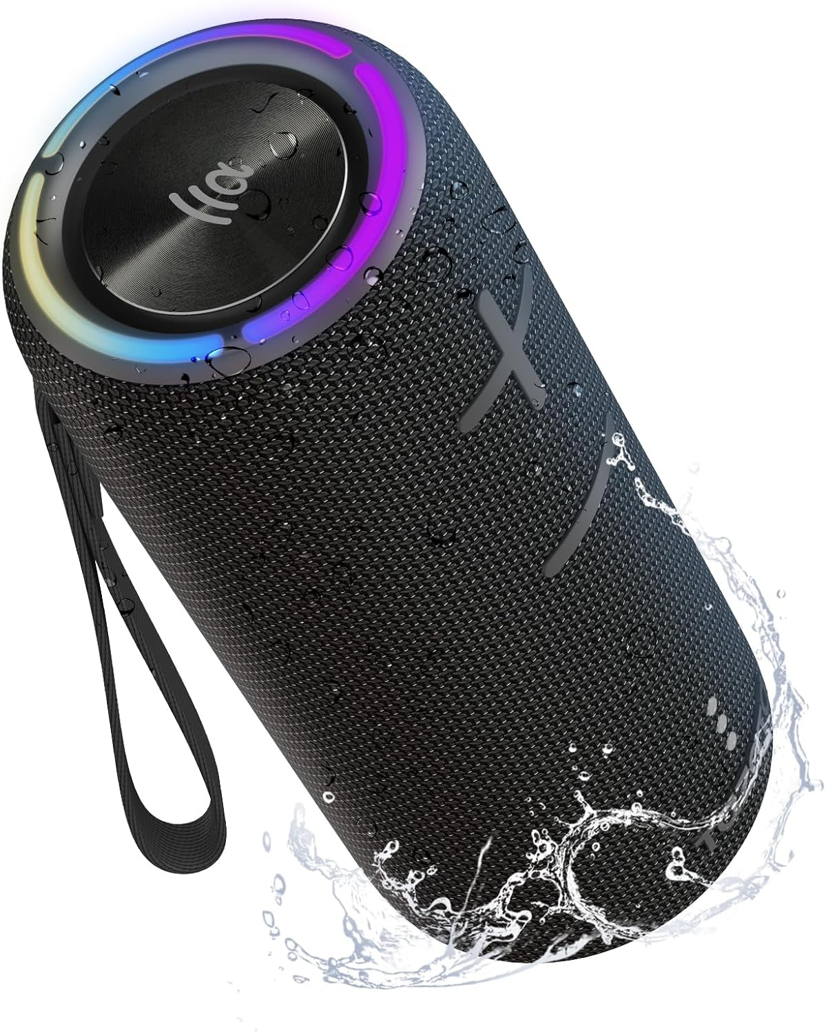 Portable Bluetooth Speaker, 30W Surround Sound, IPX7 Waterproof, Black Mesh Design, 360-Degree Audio, TWS Compatible, 8-Hour Battery, for Beach, Party, Camping