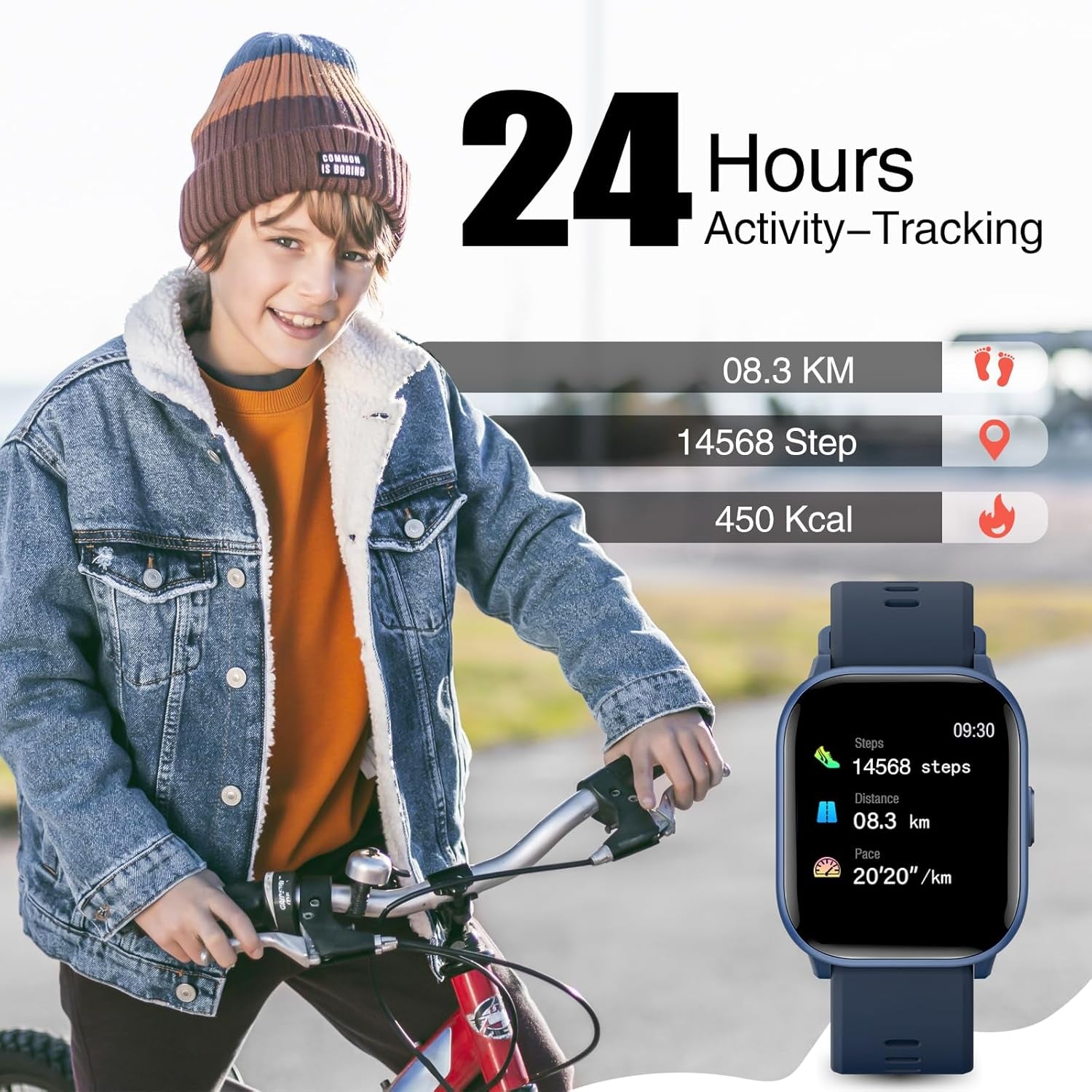 Kids Watch for Girls Boys with IP68 Waterproof, Girls Watch with 19 Sports Modes, Sleep Tracking, Pedometer, Stopwatch, Kids Activity Tracker Birthday Gifts for Boys Age 6-15 Years Old