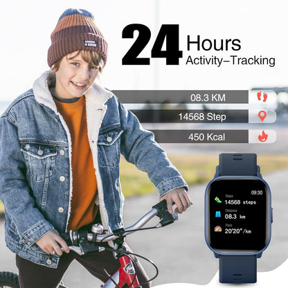 Kids Watch for Girls Boys with IP68 Waterproof, Girls Watch with 19 Sports Modes, Sleep Tracking, Pedometer, Stopwatch, Kids Activity Tracker Birthday Gifts for Boys Age 6-15 Years Old