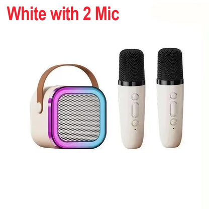 Portable Bluetooth 5.3 Speaker Karaoke Machine PA System with 2 Wireless Microphones Home Family Singing Children'S Gifts