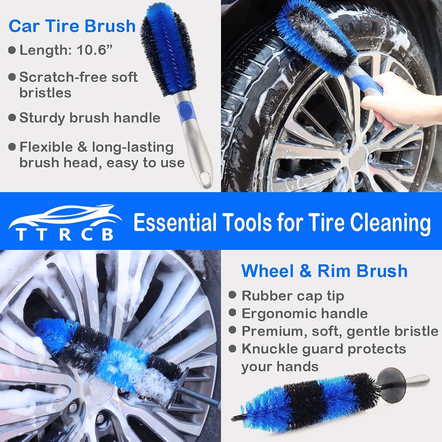 20Pcs Car Detailing Brush Set, Car Wheel Tire Brush Set, Car Detailing Kit with 17" Rim Wheel Brush, Tire Brush, Car Cleaning Kit for Cleaning Wheels, Interior, Exterior, Dashboard, Leather, Air Vent