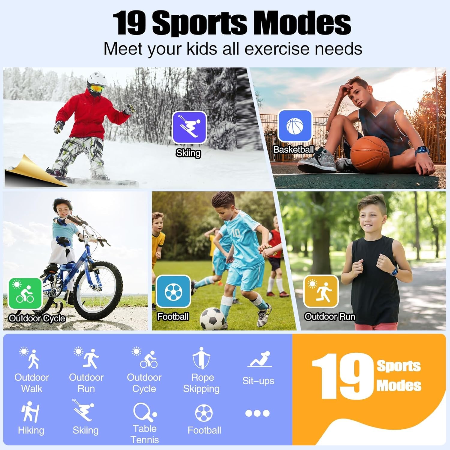 Kids Watch for Girls Boys with IP68 Waterproof, Girls Watch with 19 Sports Modes, Sleep Tracking, Pedometer, Stopwatch, Kids Activity Tracker Birthday Gifts for Boys Age 6-15 Years Old