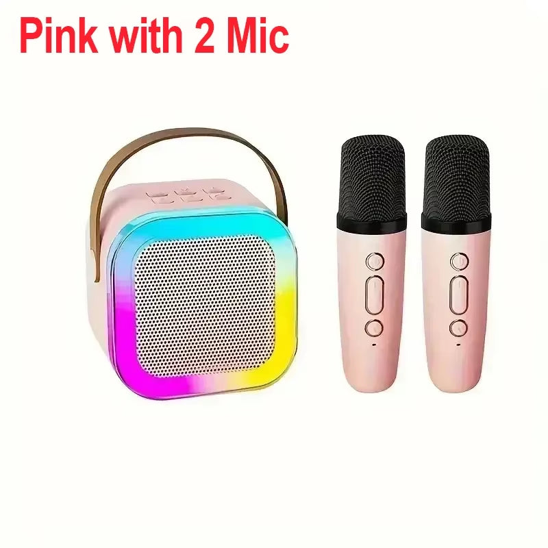 Portable Bluetooth 5.3 Speaker Karaoke Machine PA System with 2 Wireless Microphones Home Family Singing Children'S Gifts