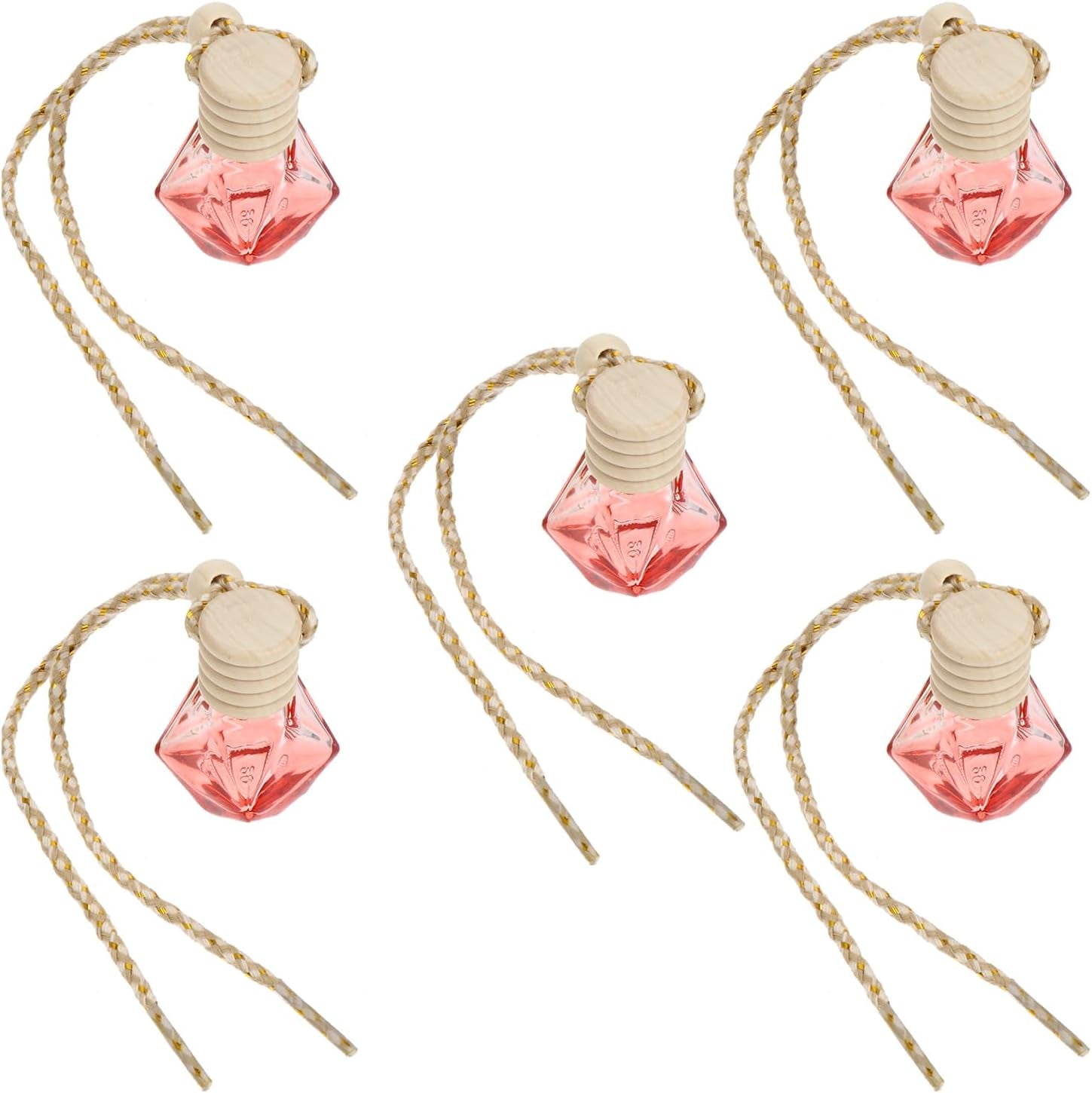 5Pcs Car Perfume Pendant Glass Perfume Bottle Refillable Car Essential Oil Diffuser Perfume Diffuser